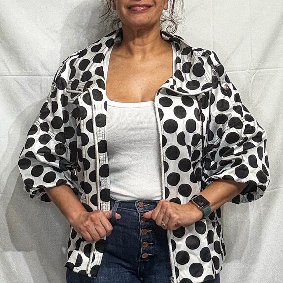 Berek White Polka Dot Jacket Sz L - Picture 1 of 13